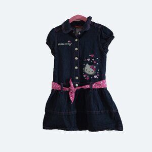 Sanrio Hello Kitty denim belted dress embroidery size 6X
